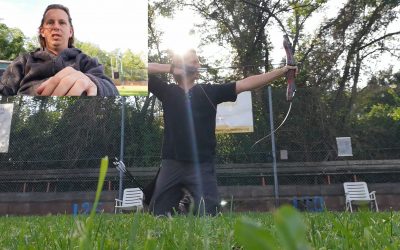 Körperhaltung beim Bogenschießen kniend und sitzend